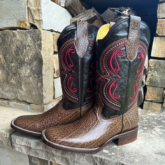 Men's Brown Western leather RousWest Boots New with box Sz-27.5 (US 9) locBB - Picture 3 of 13